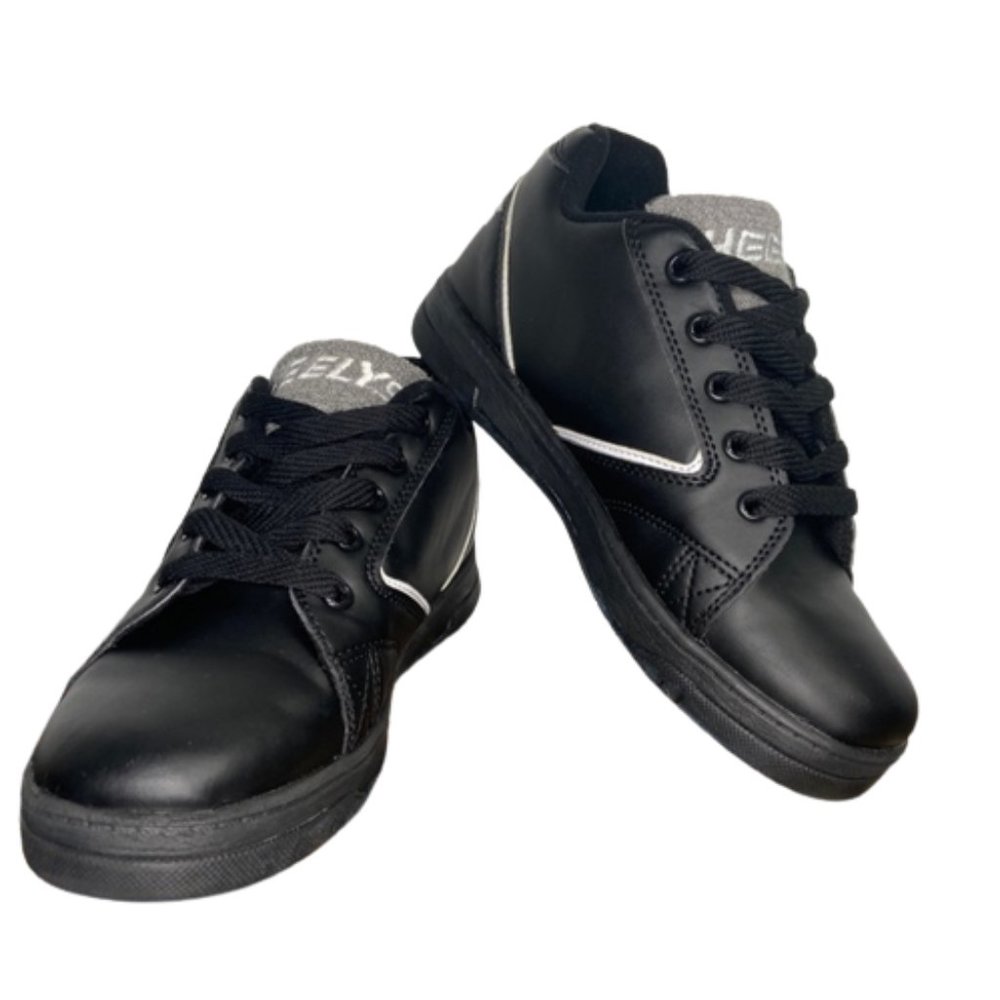 Heelys Wheeled Shoes Youth 5 Propel Skate Kids Sneakers Black White Gray Caps